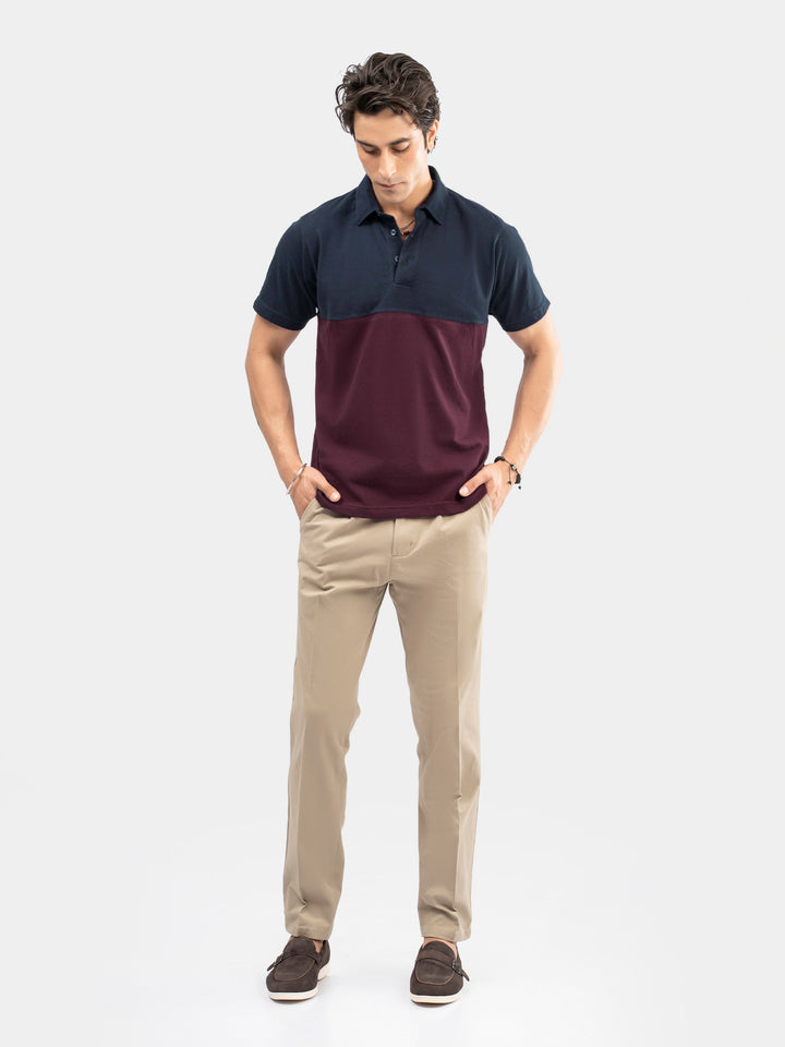 100 percent cotton fabric texture on men's polo