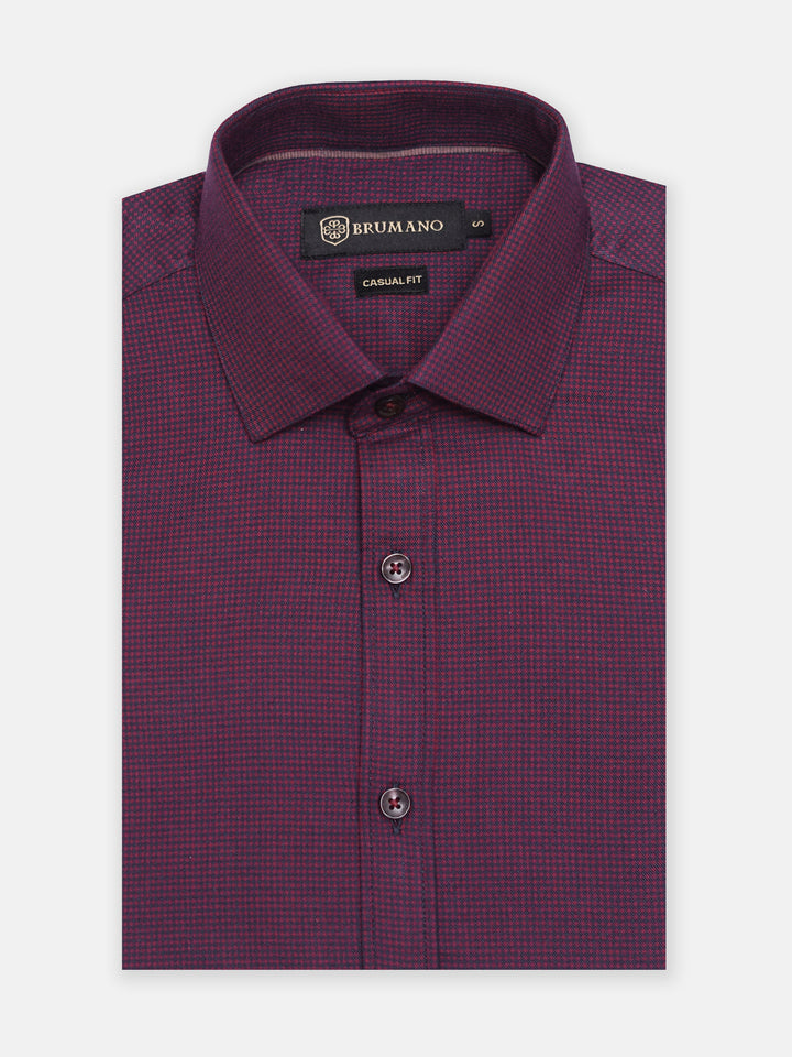 Burgundy & Blue Gingham Checkered Shirt