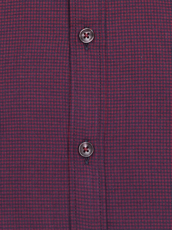 Burgundy & Blue Gingham Checkered Shirt