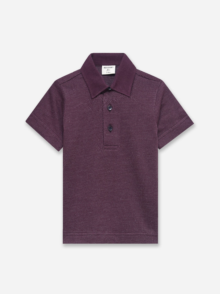 Burgundy Dobby Casual Polo - Junior