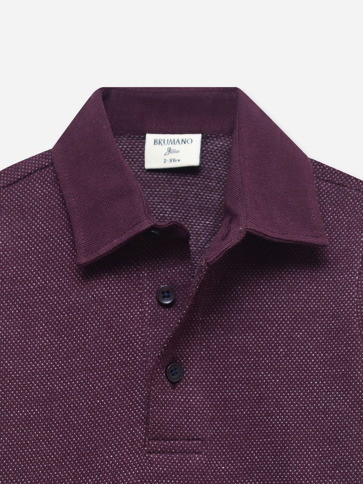 Burgundy Dobby Casual Polo - Junior