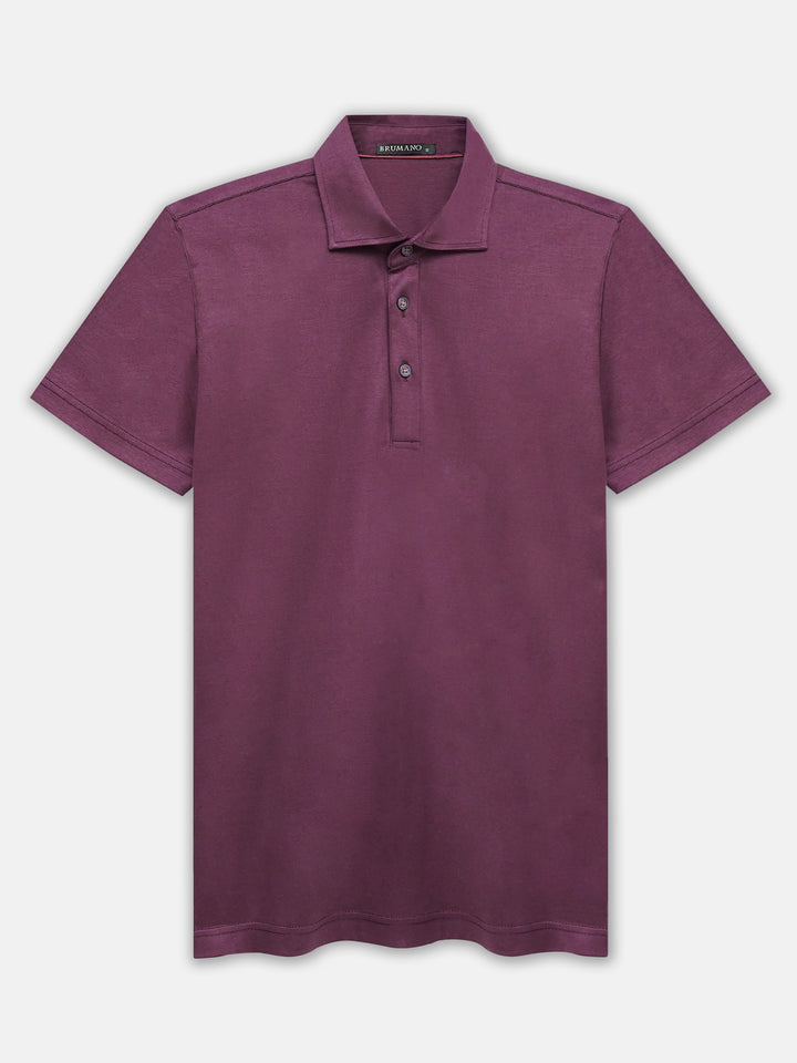 Burgundy Mercerized Polo With Cutaway Collar