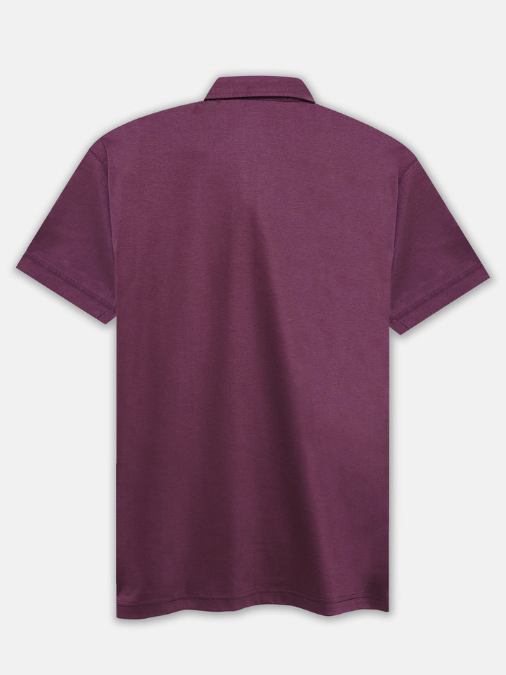 Back image of Burgundy Mercerized Polo With Cutaway Collar