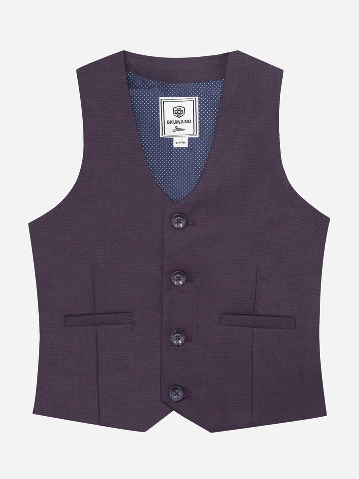 Burgundy Structured Vest With Bow - Junior