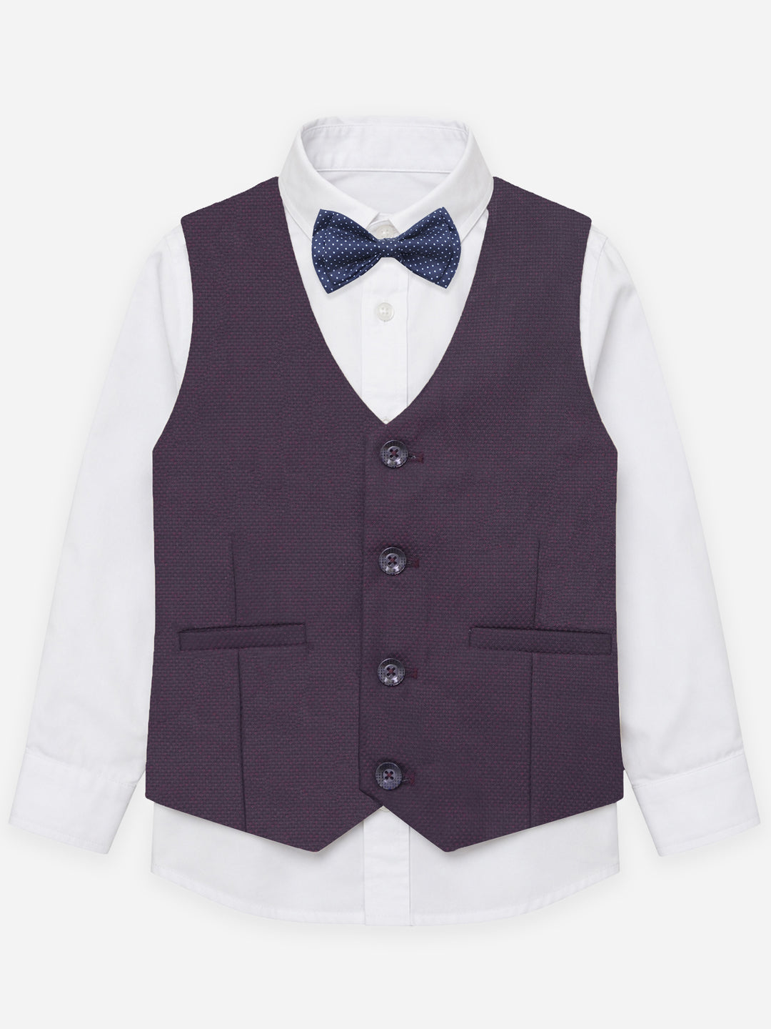 Burgundy Structured Vest With Bow - Junior