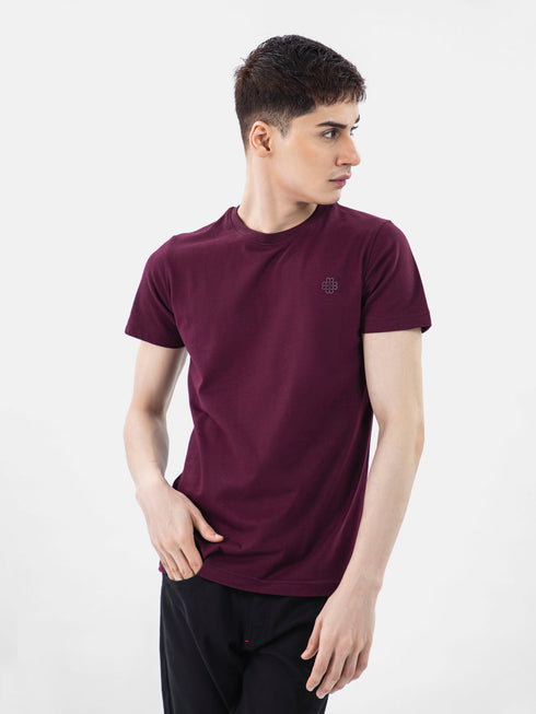 Burgundy 100% Combed Cotton Crew Neck T-Shirt Brumano Pakistan