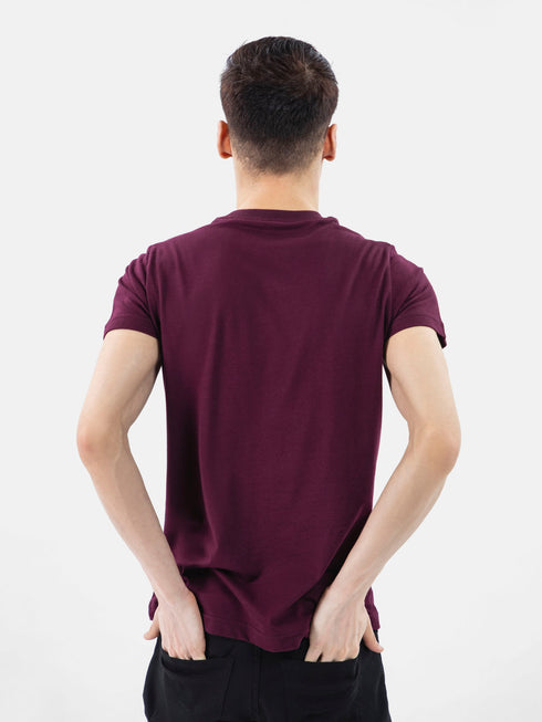 Burgundy 100% Combed Cotton Crew Neck T-Shirt Brumano Pakistan