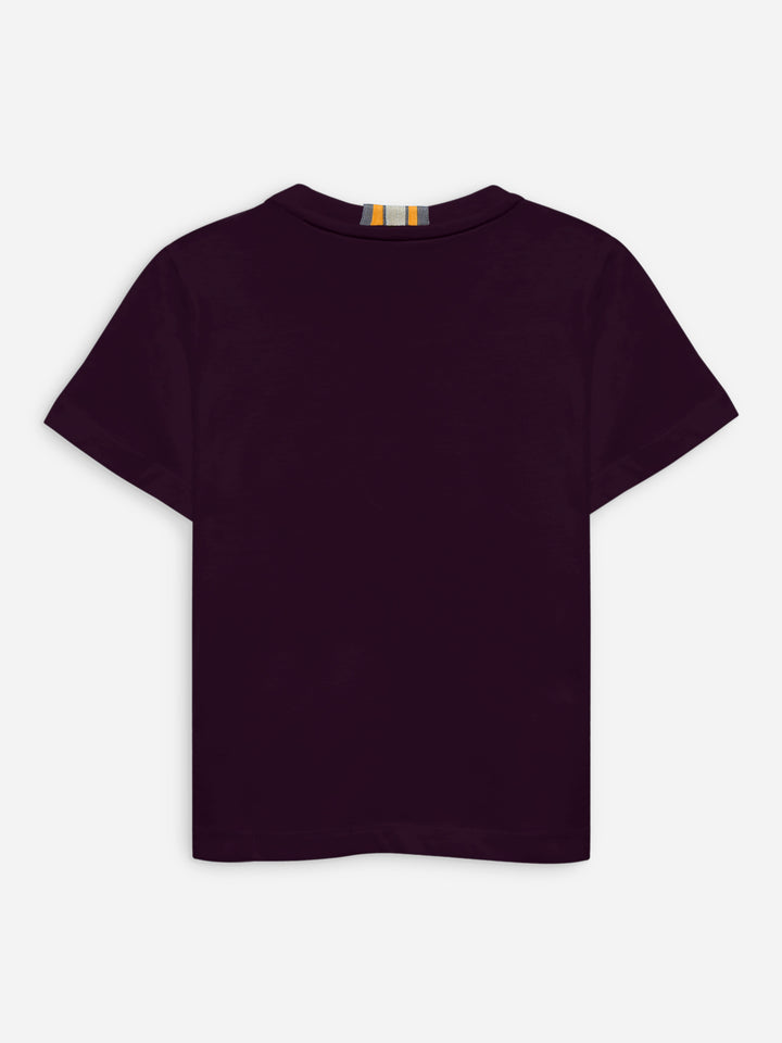 Burgundy 100% Cotton Casual Tee With Detailing