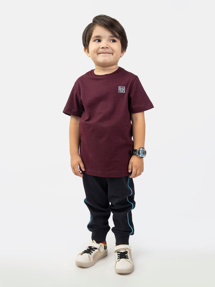 Burgundy Basic Crew Neck Casual T-Shirt Brumano Pakistan