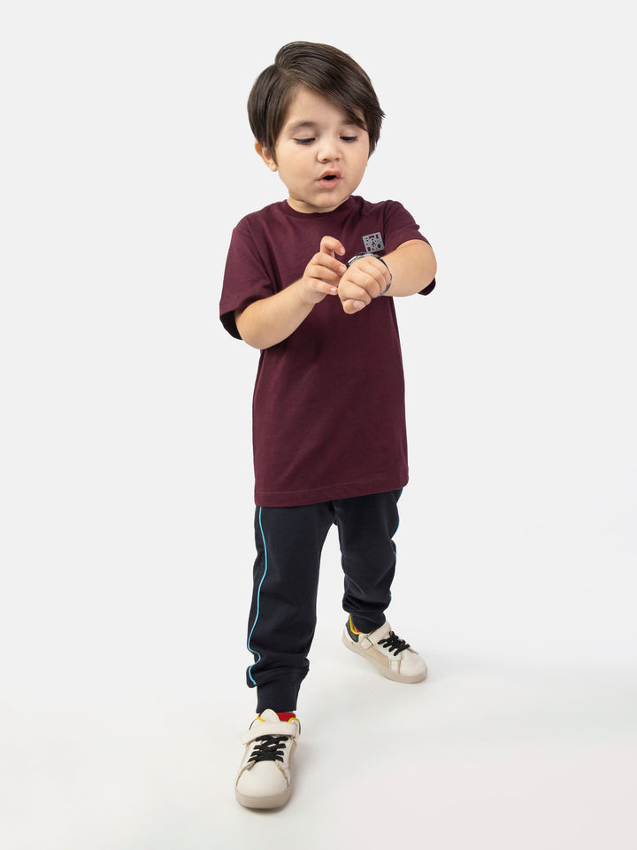 Burgundy Basic Crew Neck Casual T-Shirt Brumano Pakistan