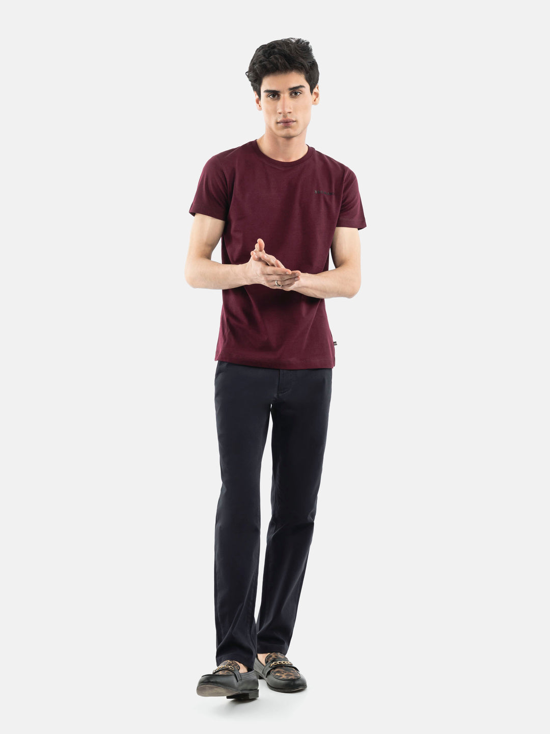 Burgundy Basic Crew Neck T-Shirt Brumano Pakistan