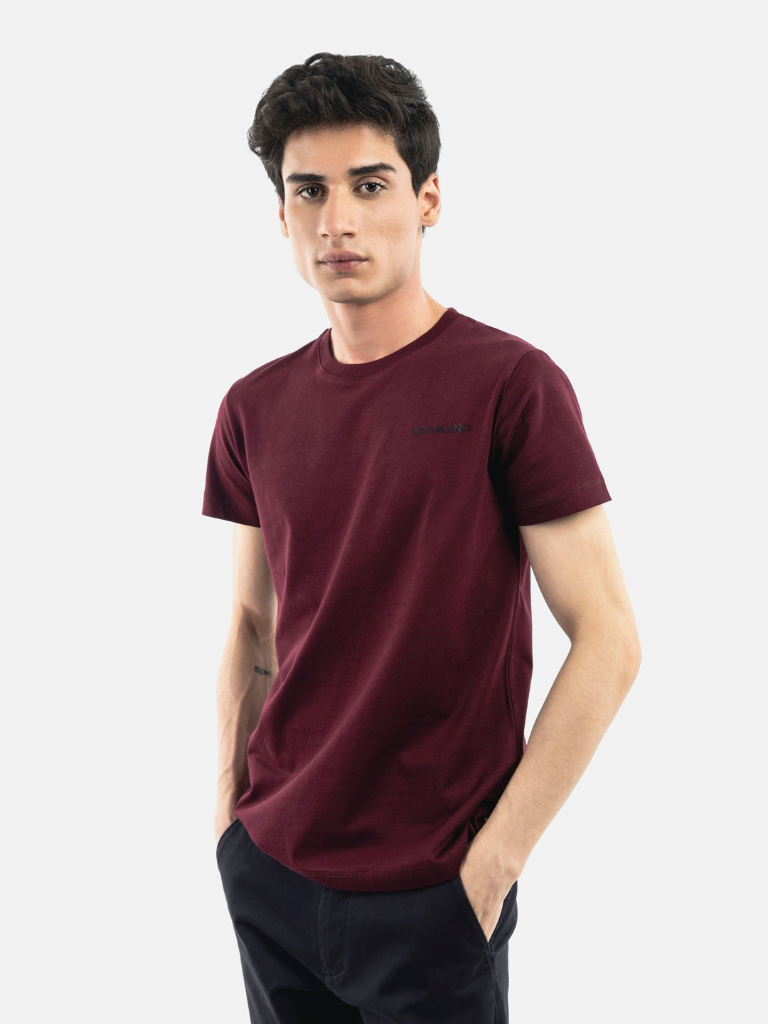 Burgundy Basic Crew Neck T-Shirt Brumano Pakistan