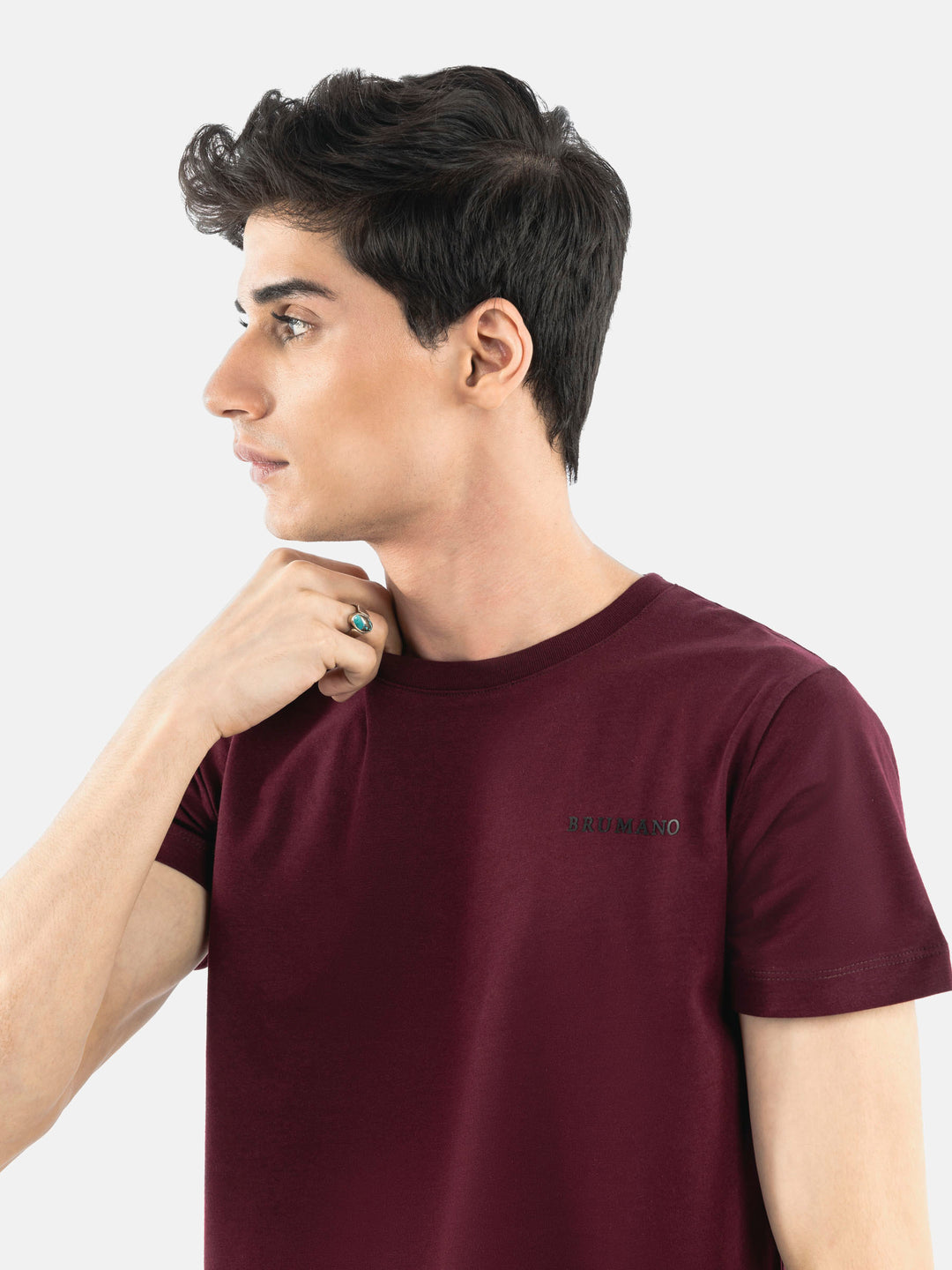 Burgundy Basic Crew Neck T-Shirt Brumano Pakistan