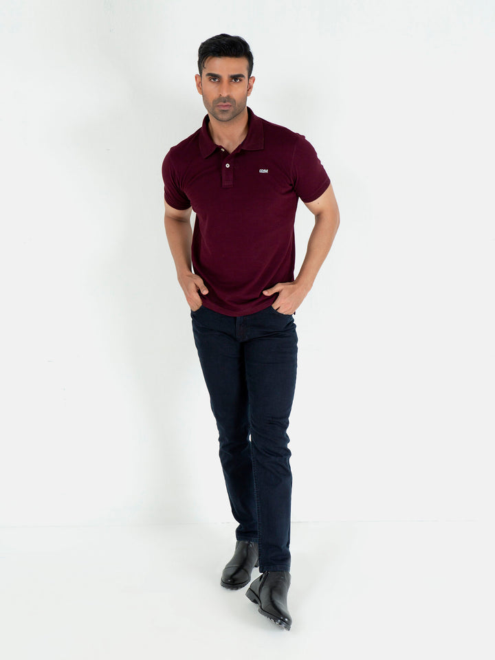 Burgundy Basic Pique Polo Shirt Brumano Pakistan