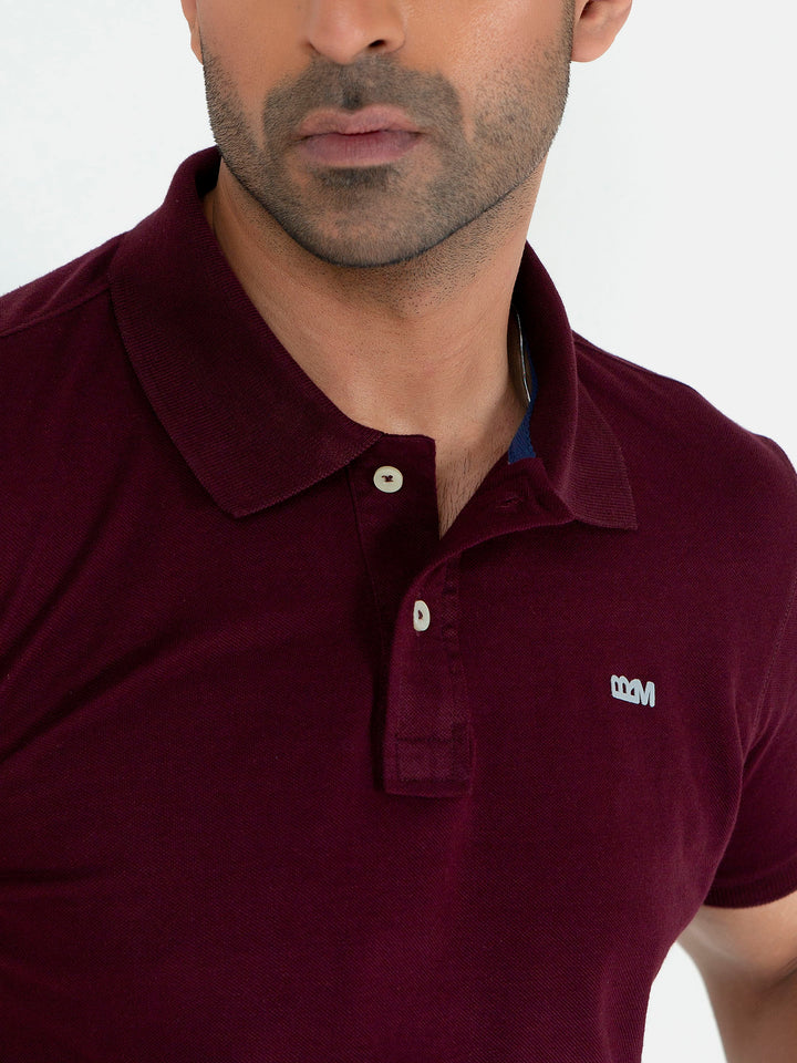 Burgundy Basic Pique Polo Shirt Brumano Pakistan