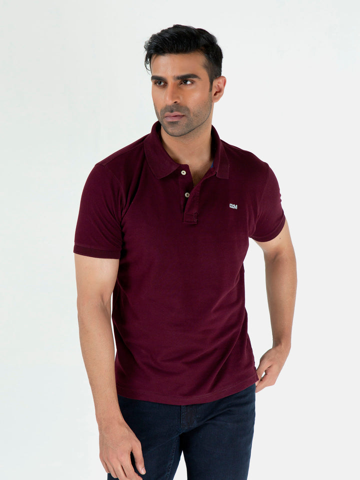 Burgundy Basic Pique Polo Shirt Brumano Pakistan