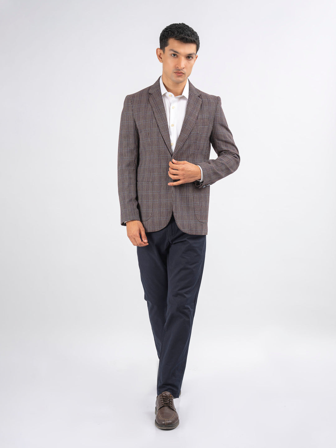 Burgundy Checkered Blazer