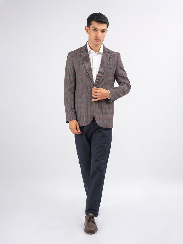 Burgundy Checkered Blazer