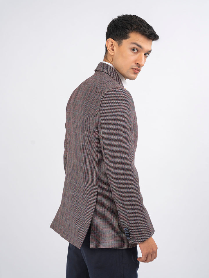Burgundy Checkered Blazer