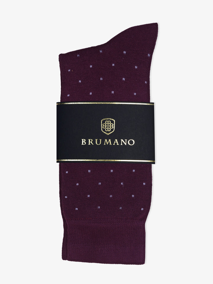 Burgundy Cotton Socks With Heather Dots