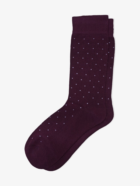 Burgundy Cotton Socks With Heather Dots