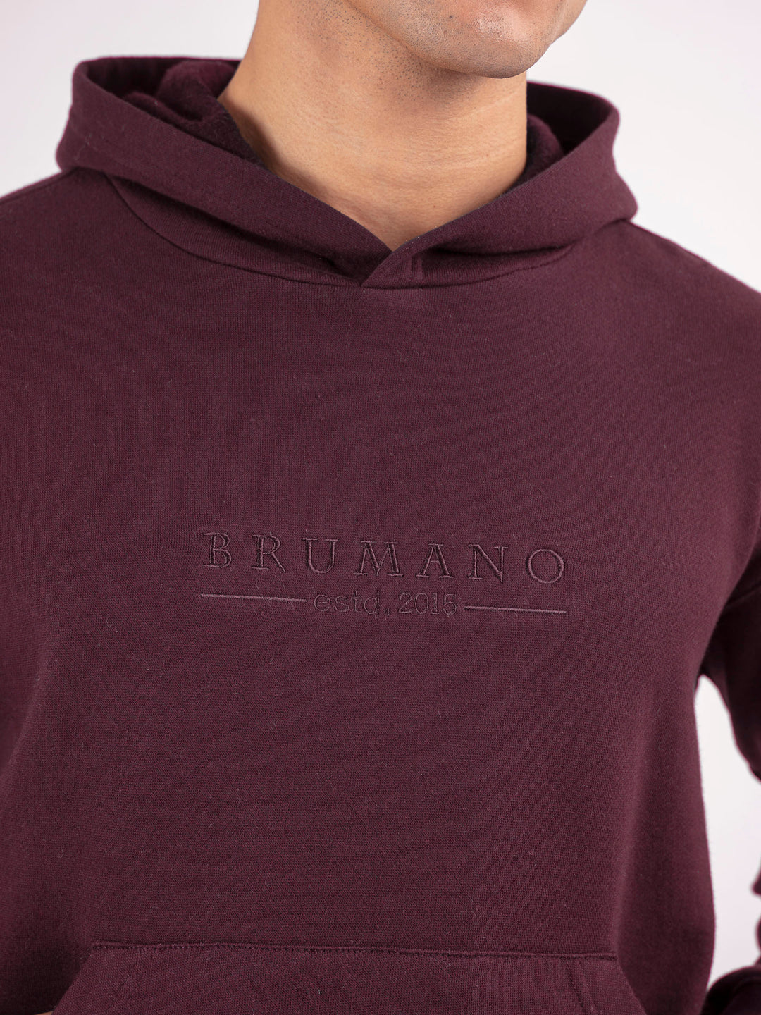 Burgundy Embroidered Relaxed Fit Hoodie