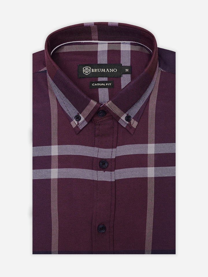 Burgundy Flannel Checkered Shirt
