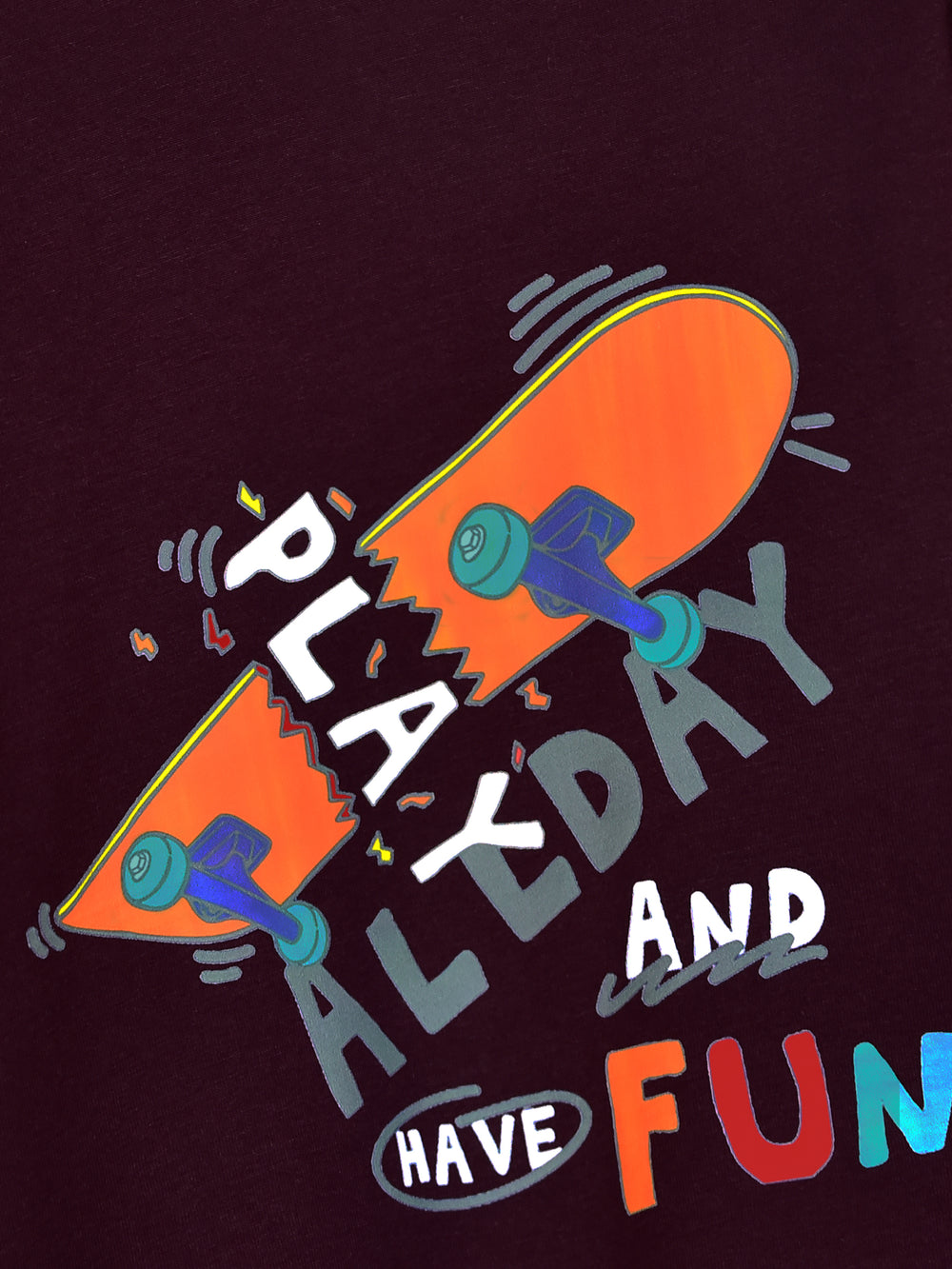 Burgundy graphic t shirt & striped pajama set   pack of 2 brumano pakistan