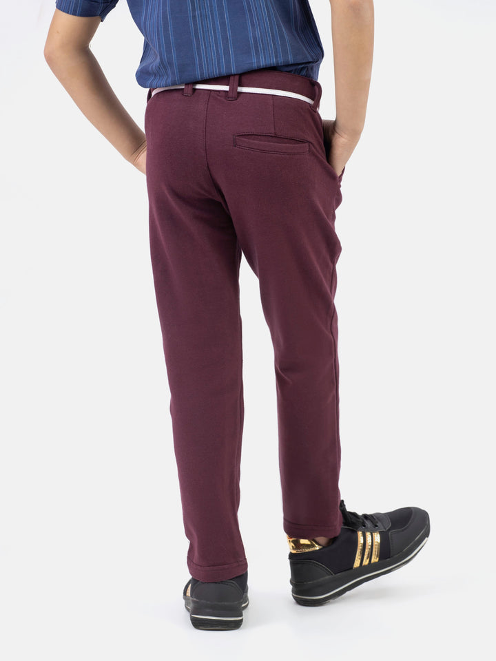 Burgundy Knitted Trouser With Detailing Brumano Pakistan
