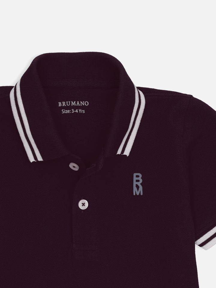Burgundy Pique Casual Tipped polo Brumano Pakistan