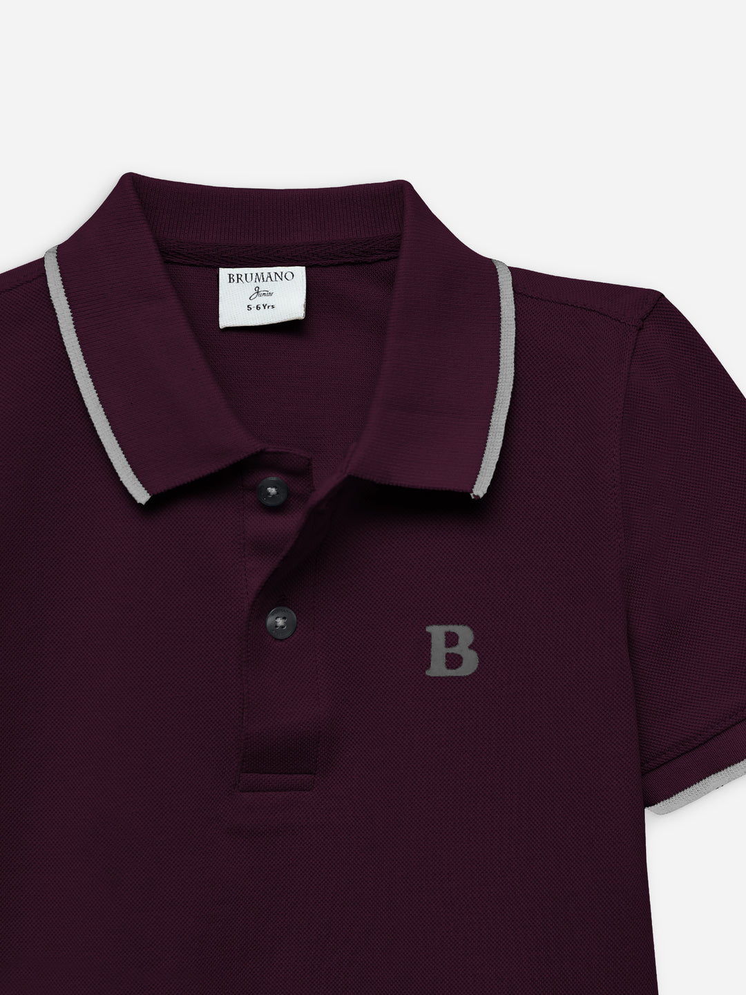 Burgundy Polo With Tipping Collar
