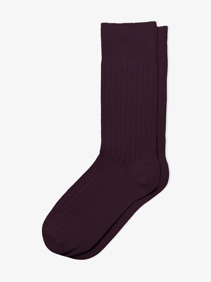 Burgundy ribbed socks side view — Brumano Pakistan