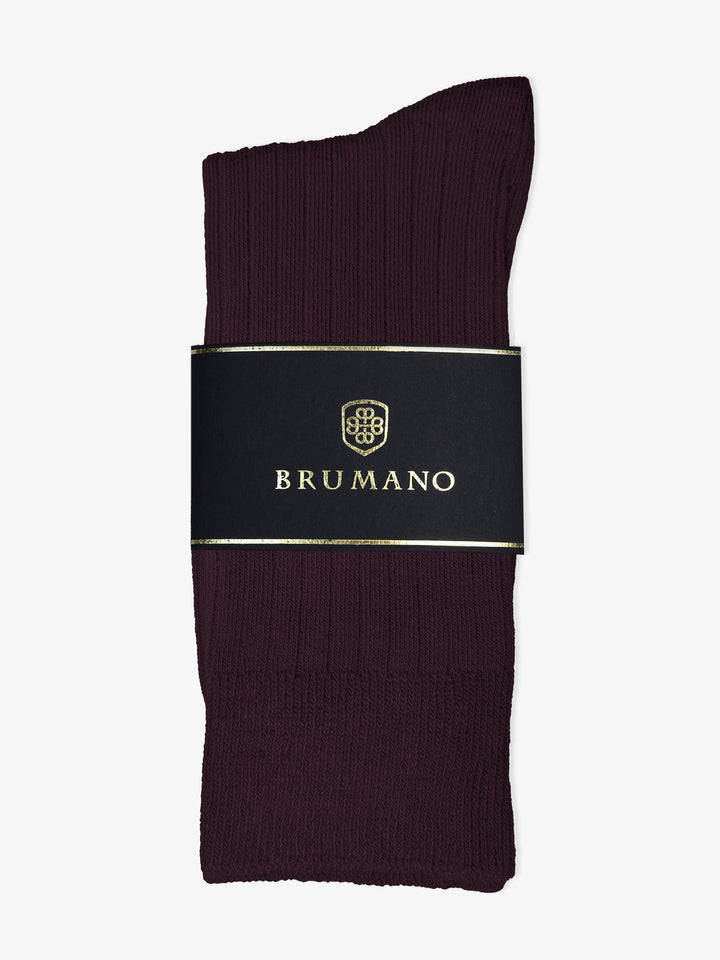 Burgundy Ribbed Cotton Socks