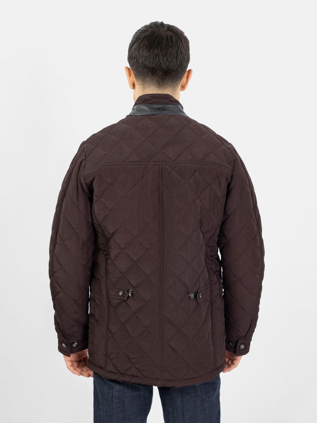 Burgundy Sporty Quilted Long Coat Jacket