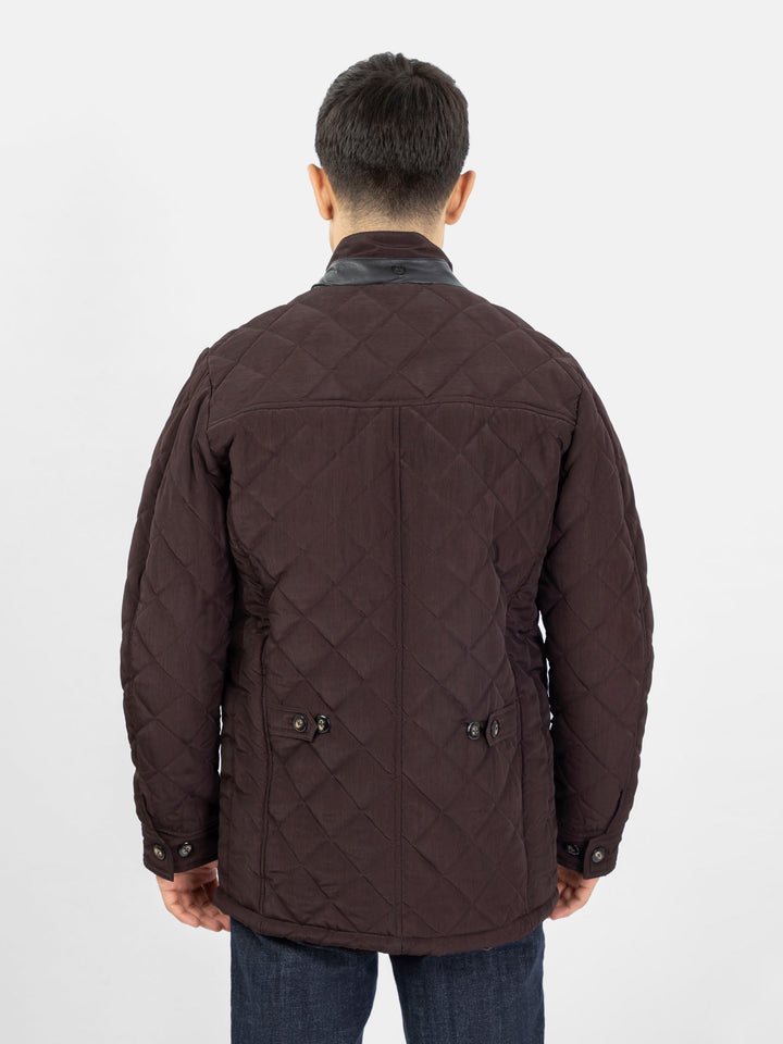 Burgundy Sporty Quilted Long Coat Jacket