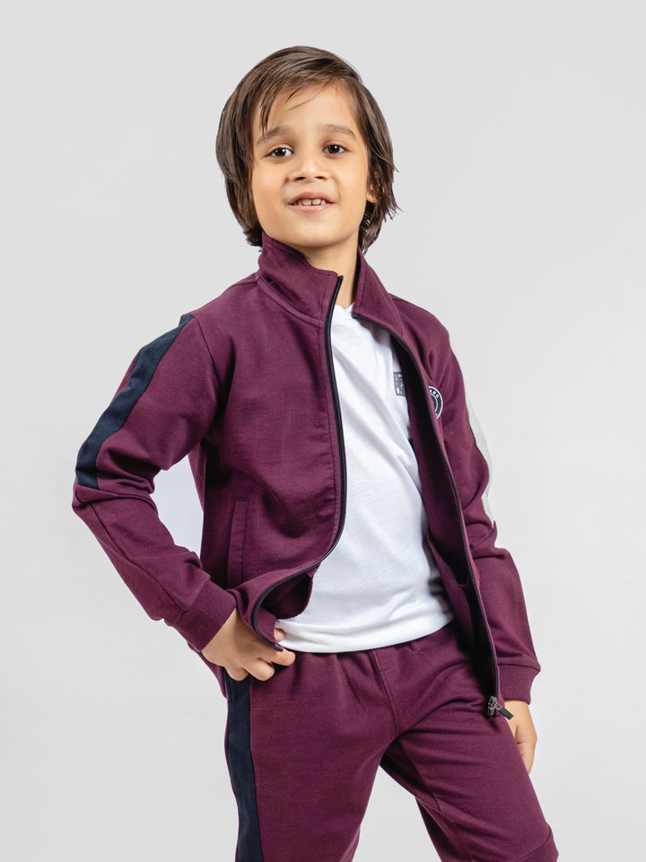 Burgundy Tracksuit With Upper & Jogger Pajama - Pack Of 2 PC Brumano Pakistan