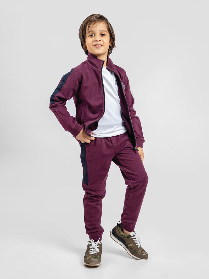 Burgundy Tracksuit With Upper & Jogger Pajama - Pack Of 2 PC Brumano Pakistan