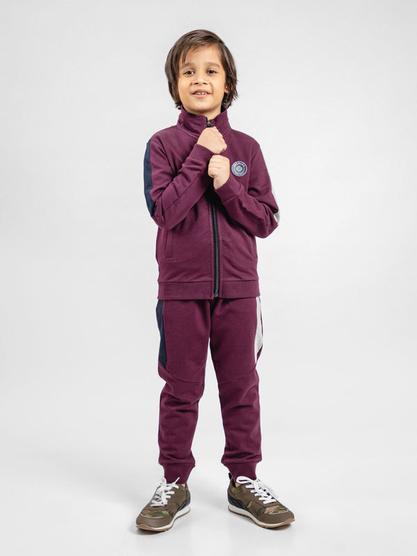 Burgundy Tracksuit With Upper & Jogger Pajama - Pack Of 2 PC Brumano Pakistan