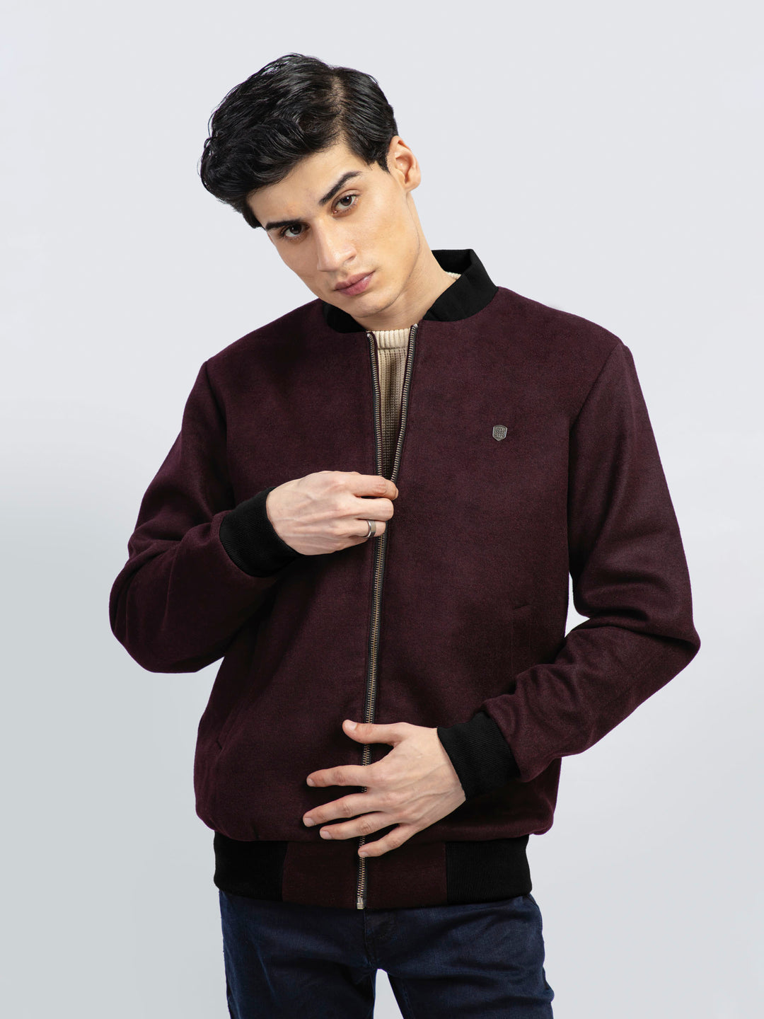 Burgundy Wool Bomber Jacket - Limited Edition