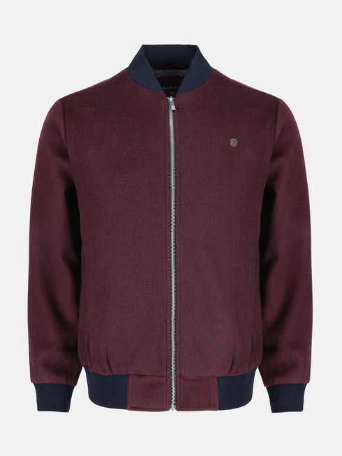 Burgundy Wool Bomber Jacket