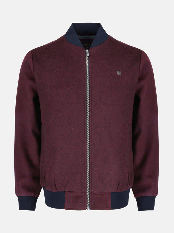Burgundy Wool Bomber Jacket