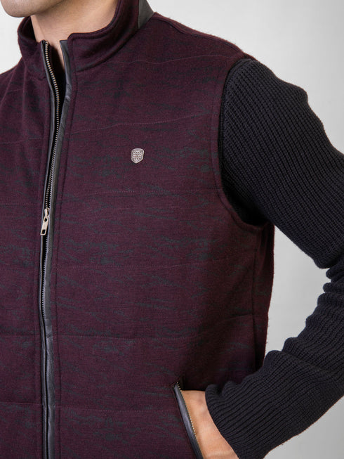 Burgundy Wool Structured Sleeveless Zipper