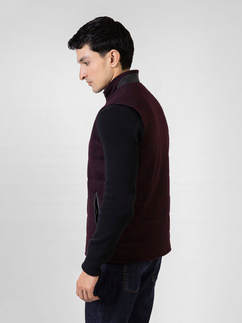 Burgundy Wool Structured Sleeveless Zipper