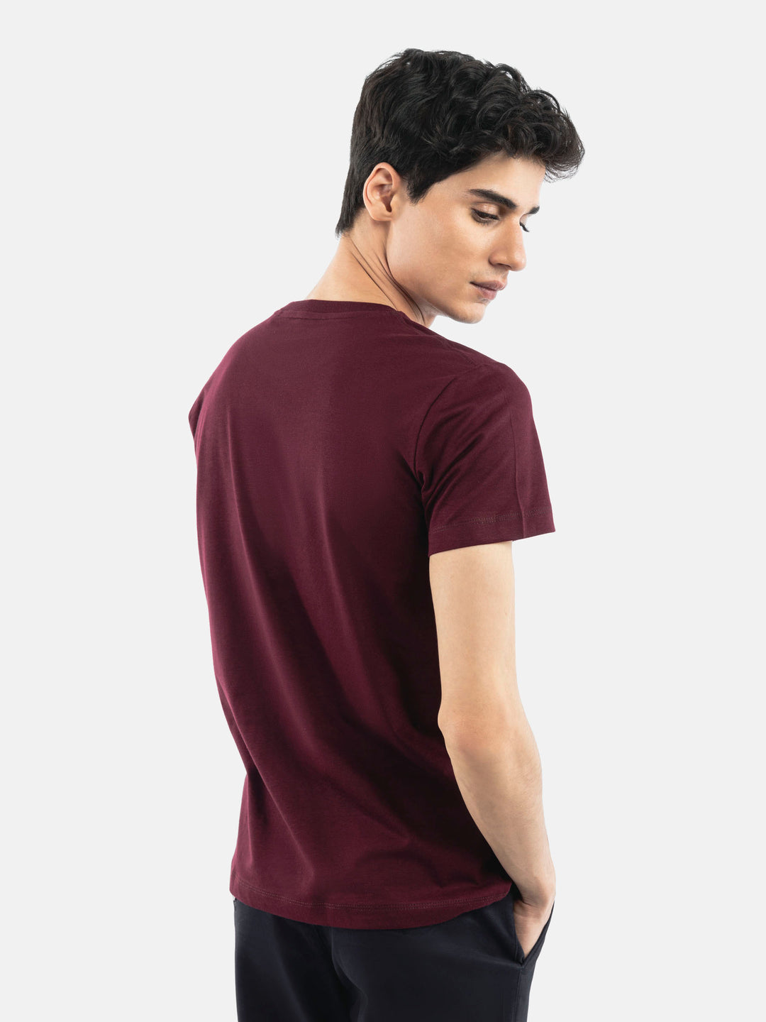 Burgundy 'Abstract' 3d Printed Crew Neck T-Shirt Brumano Pakistan