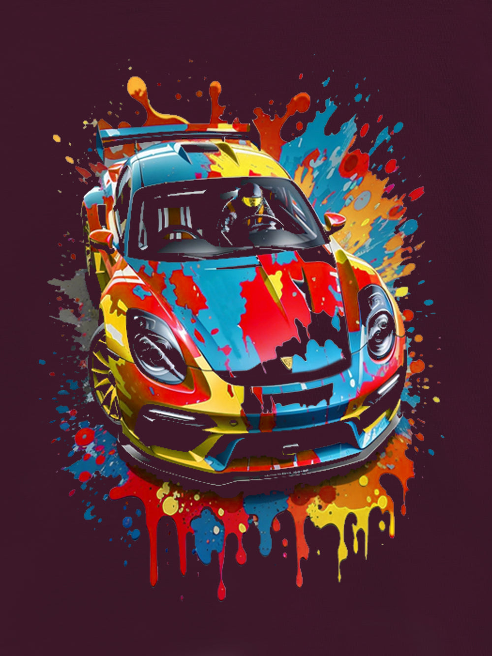 Burgundy 'super car' printed casual t shirt brumano pakistan