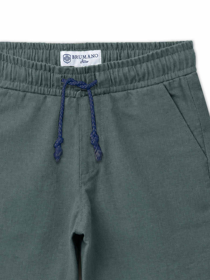 Cadmium Green Linen Casual Shorts - Junior