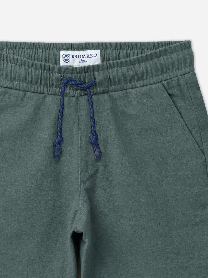 Cadmium Green Linen Casual Shorts - Junior
