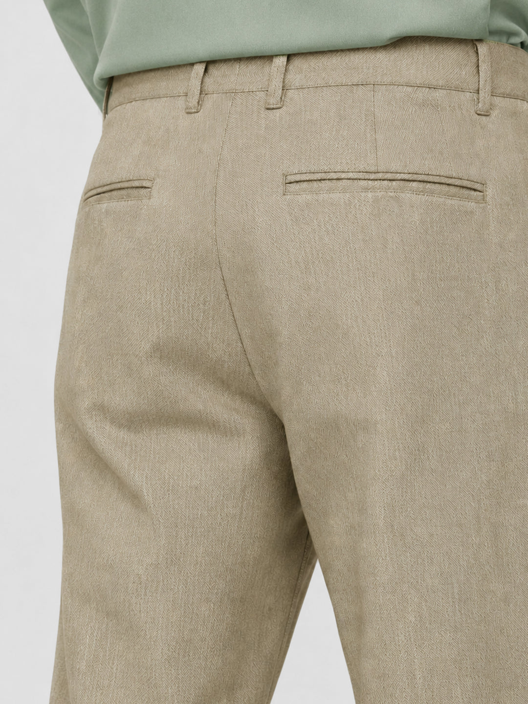 Camel Brown Dobby Structured Chinos back image