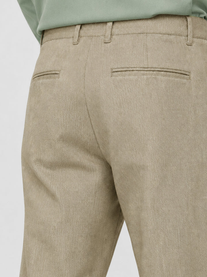 Camel Brown Dobby Structured Chinos back image