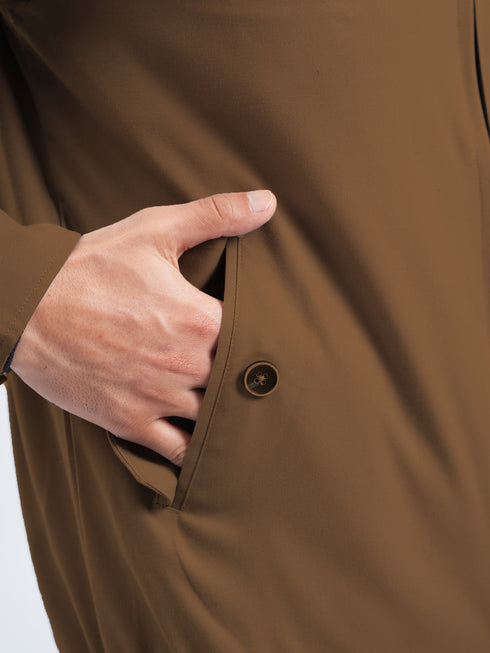 Camel Brown Harrington Jacket With Collar